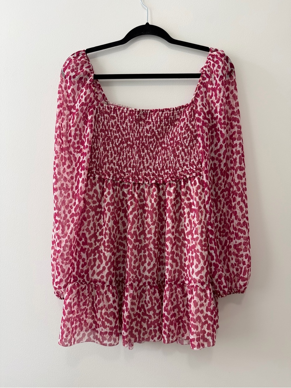 Aritzia Wilfred Tempest Long Sleeve Mini Dress Magenta Pink & White Sz M - Picture 4 of 16